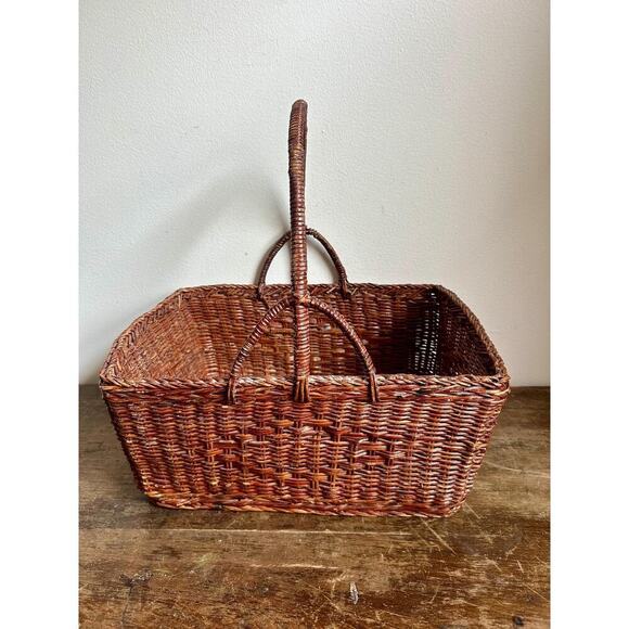 Rustic Vintage Basket | Cottagecore Basket | Tisket-a-Tasket - Picture 1 of 7